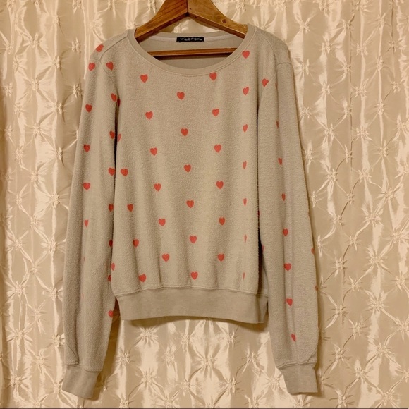 Wildfox Essential Heart Print Pullover Graphic Sweater - Picture 2 of 9